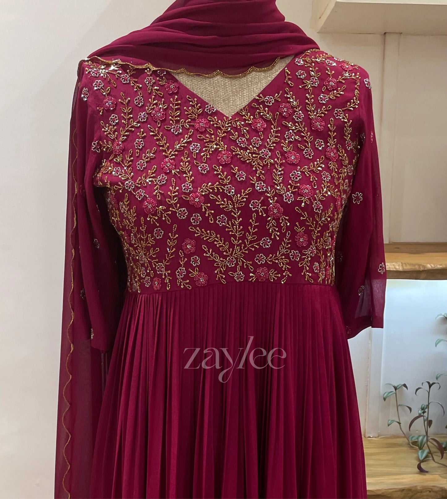 Magenta handworked kurta