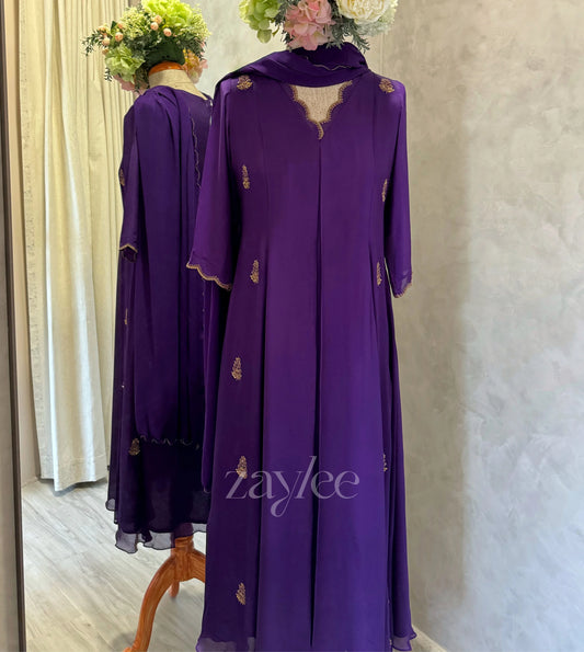 Purple Box Pleat Kurta