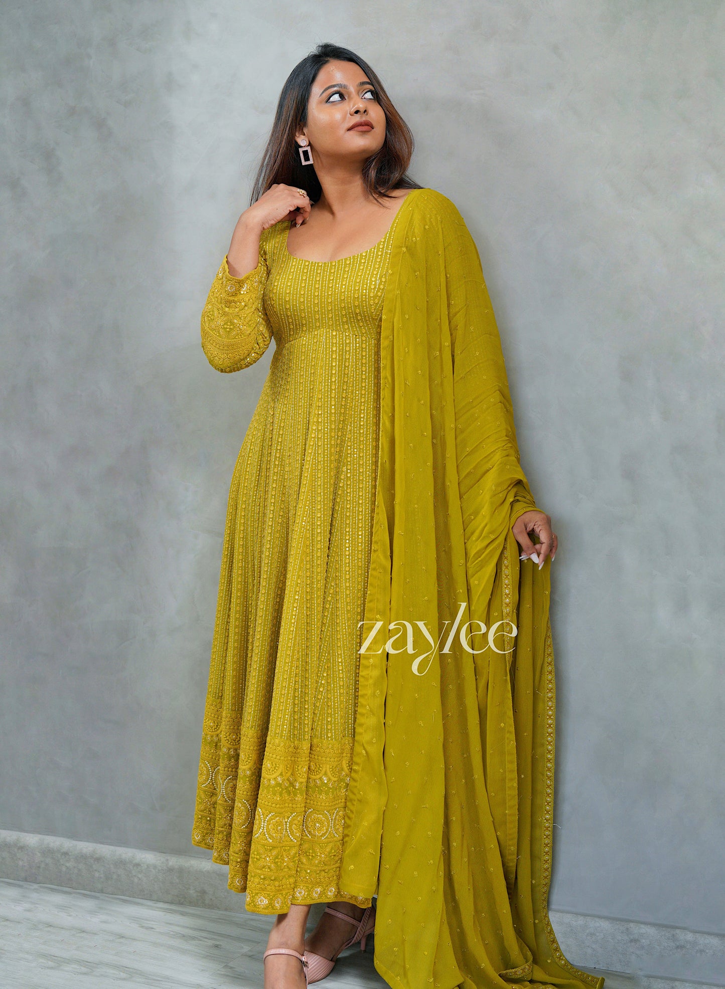 Canary Yellow Chikankari Anarkali