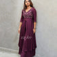 Grape Wine Front Slit Anarkali