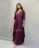 Grape Wine Front Slit Anarkali