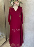 Red Side Pleated Kurta