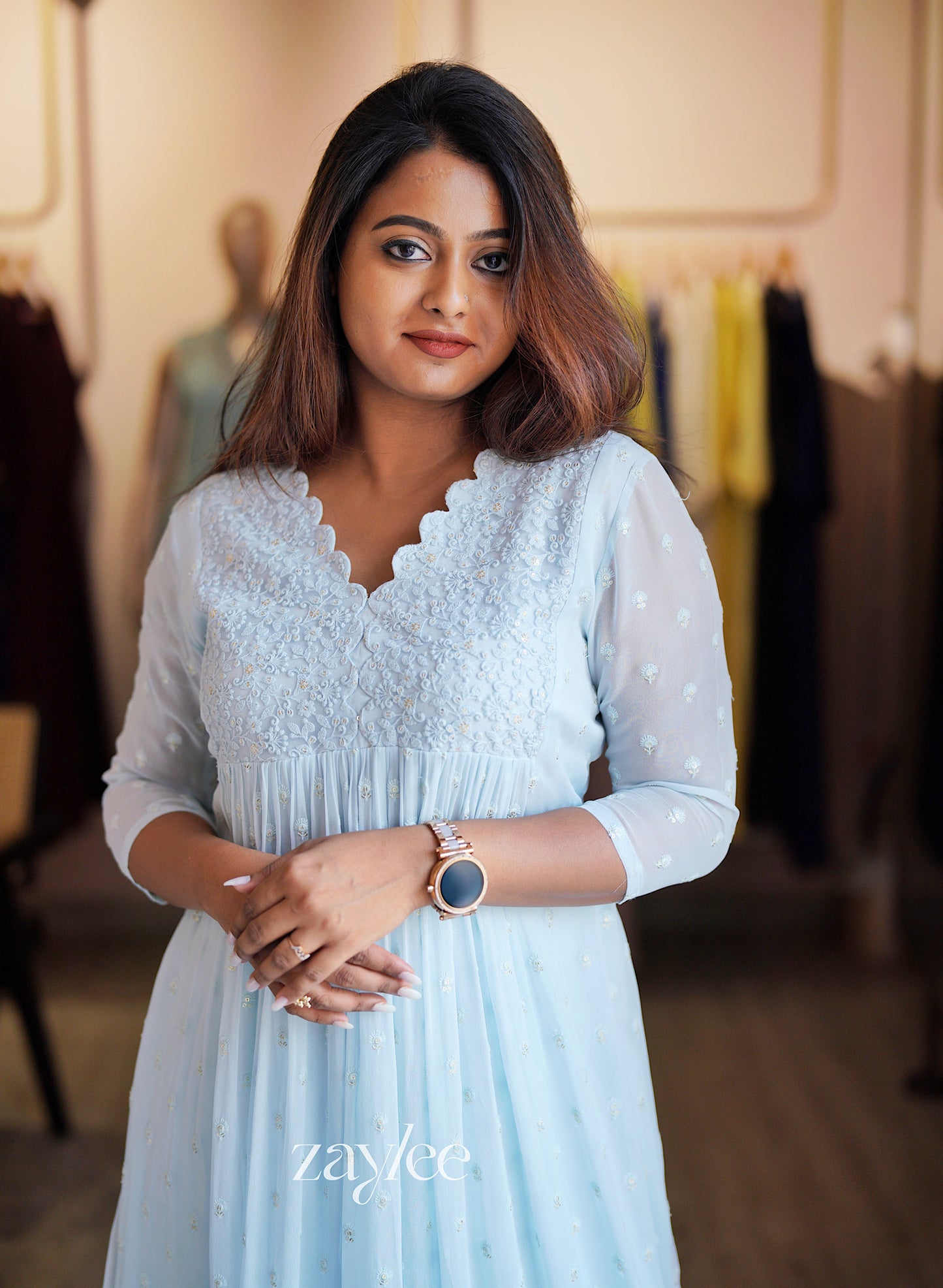 Sky Blue Embroidered Kurta