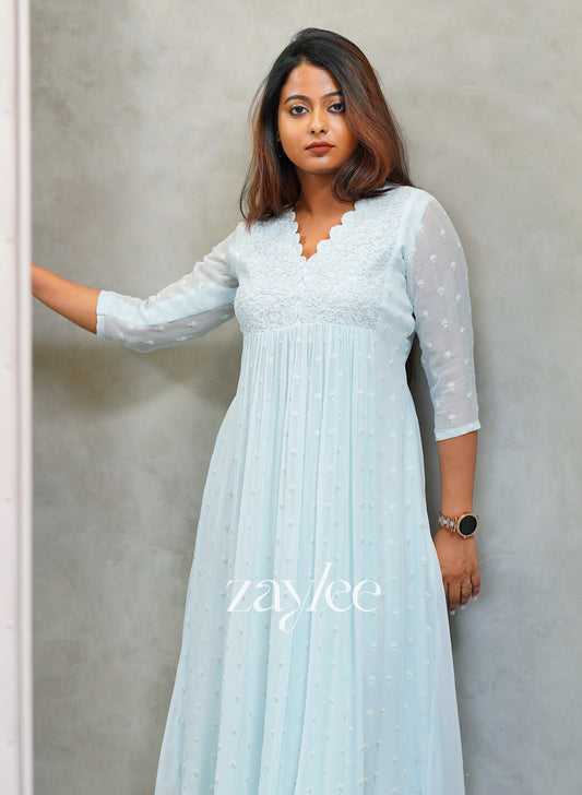 Sky Blue Embroidered Kurta