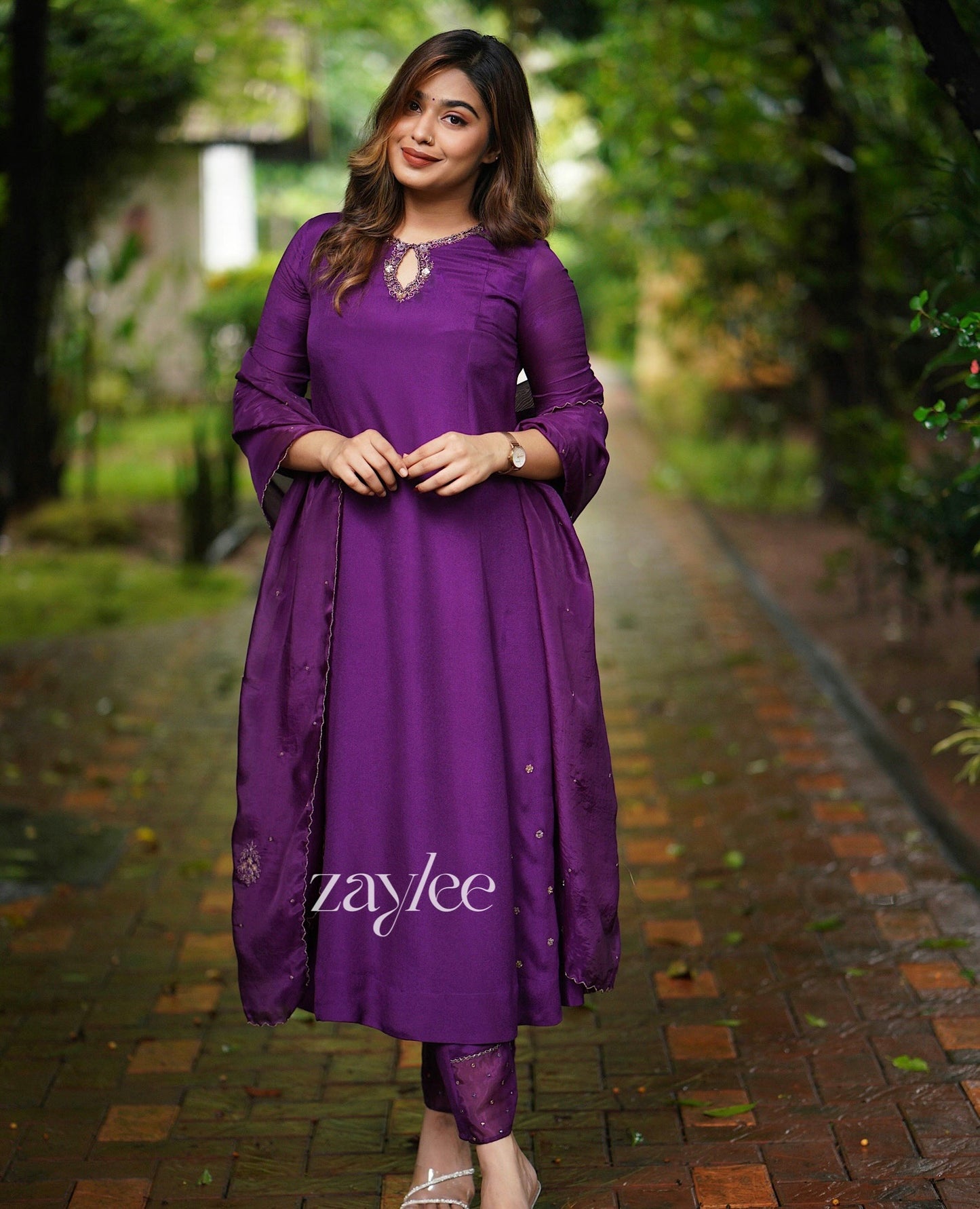 Purple Embellished Kurta