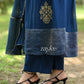 Midnight Blue Chandheri Silk Kurta & Pants