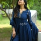 Midnight Blue Chandheri Silk Kurta & Pants