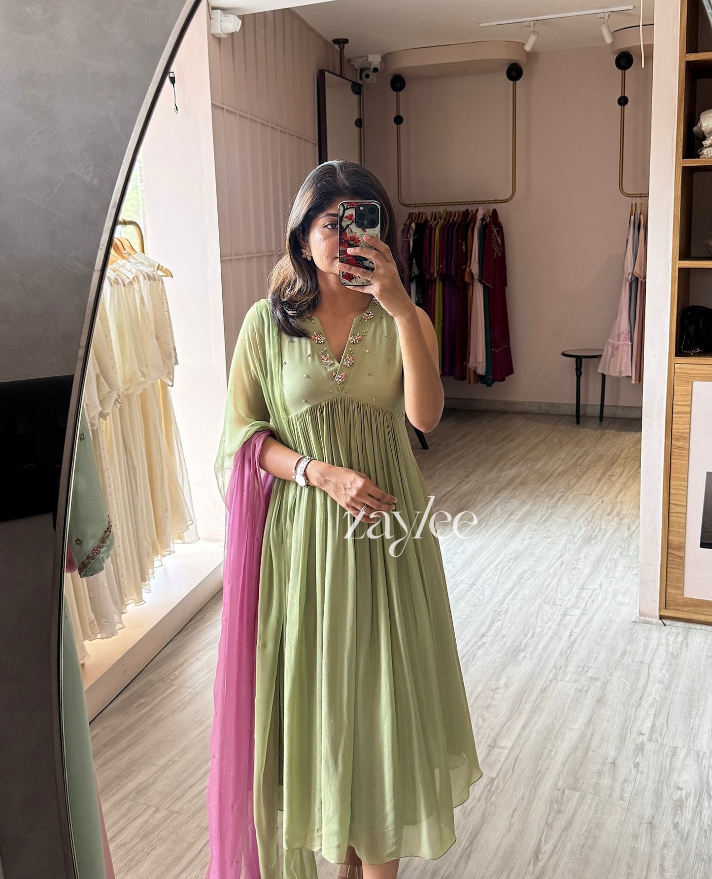 Pista Green Embroidered Kurta