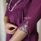 Wine Kurta with Bead Embellishments