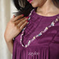Wine Kurta with Bead Embellishments