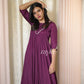 Wine Kurta with Bead Embellishments