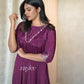Wine Kurta with Bead Embellishments