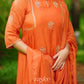 Rust Orange Zari Work Kurta