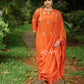 Rust Orange Zari Work Kurta