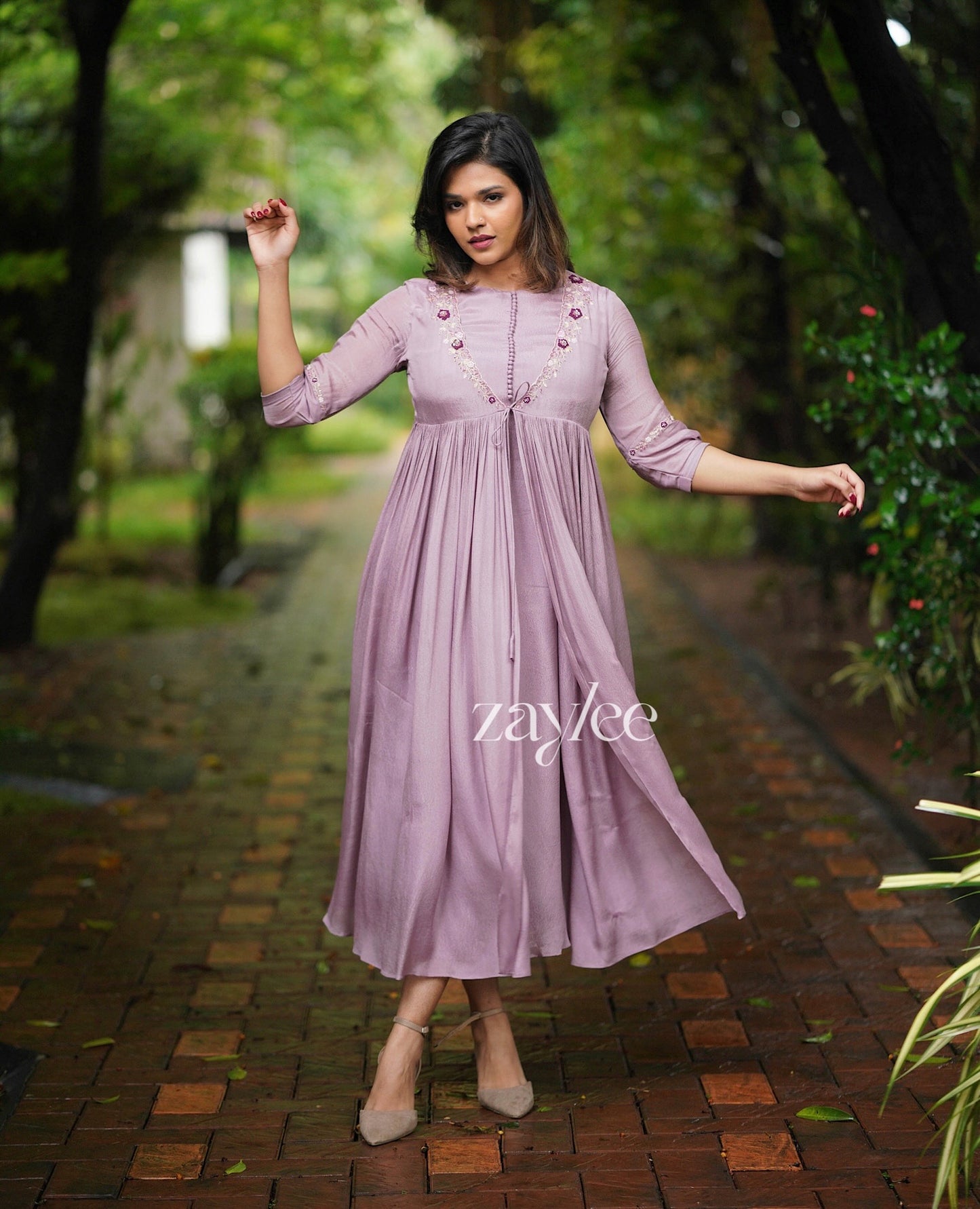 French Lilac Gathered Kurta