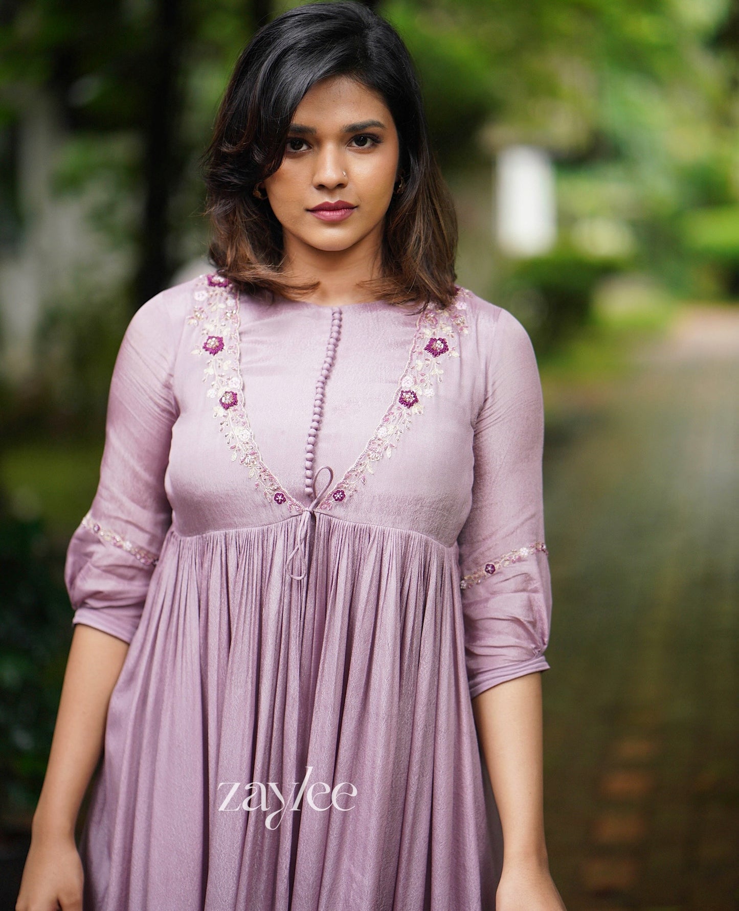 French Lilac Gathered Kurta