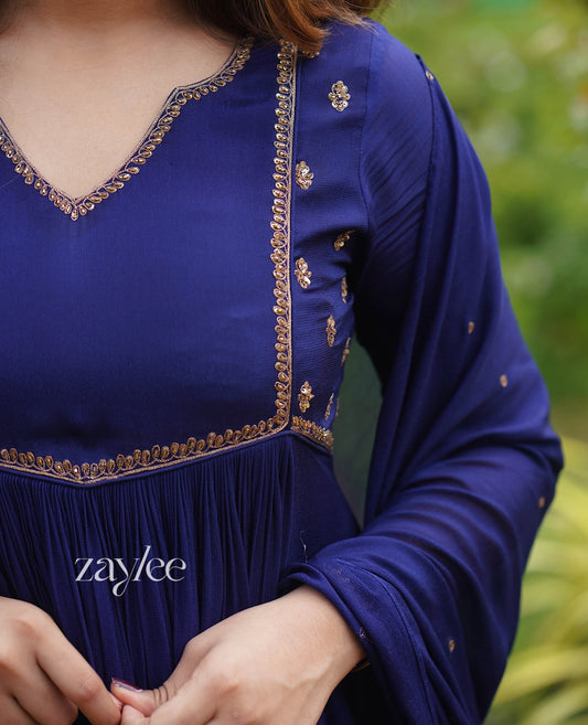 Glistening Blue Zari Work Kurta