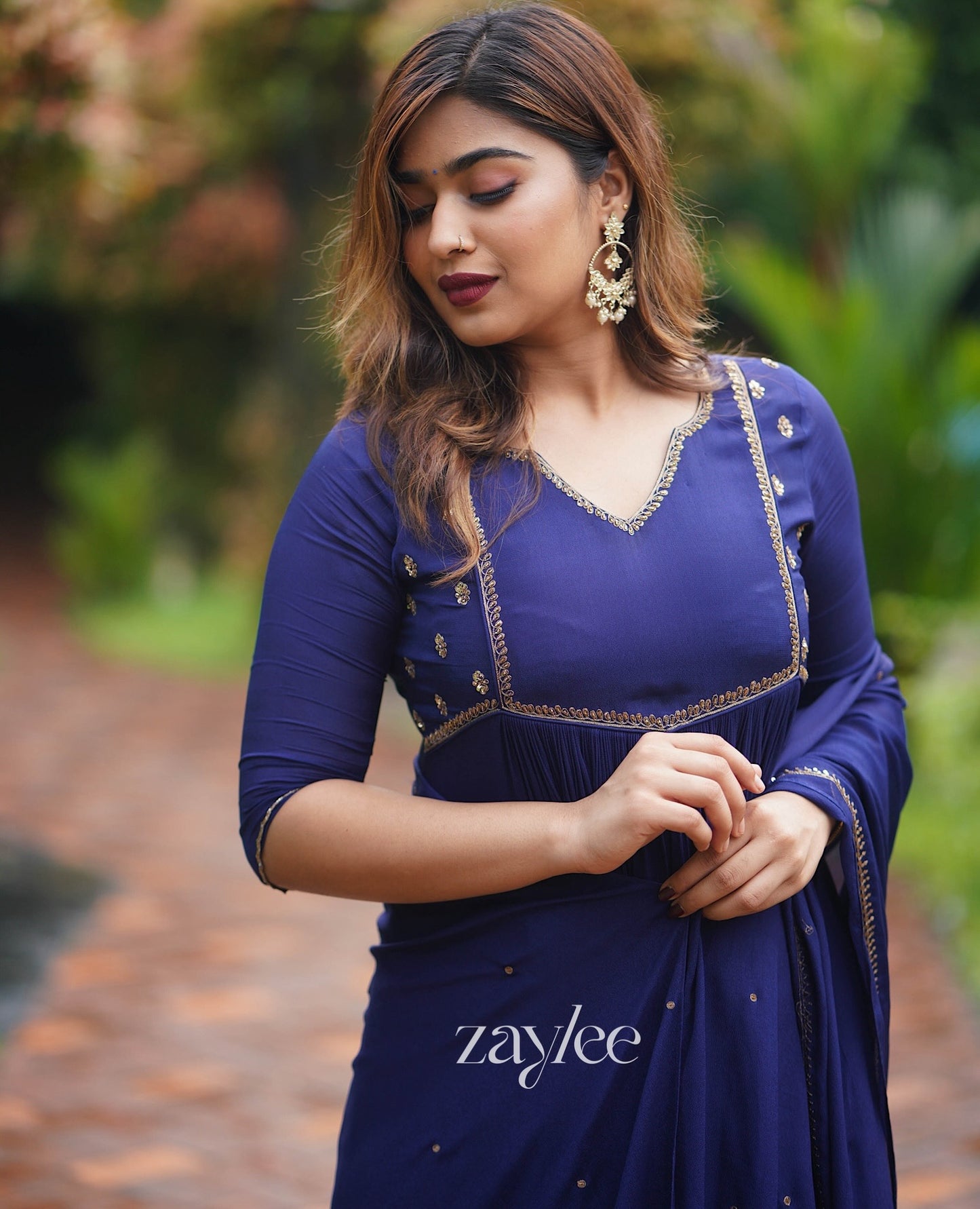 Glistening Blue Zari Work Kurta