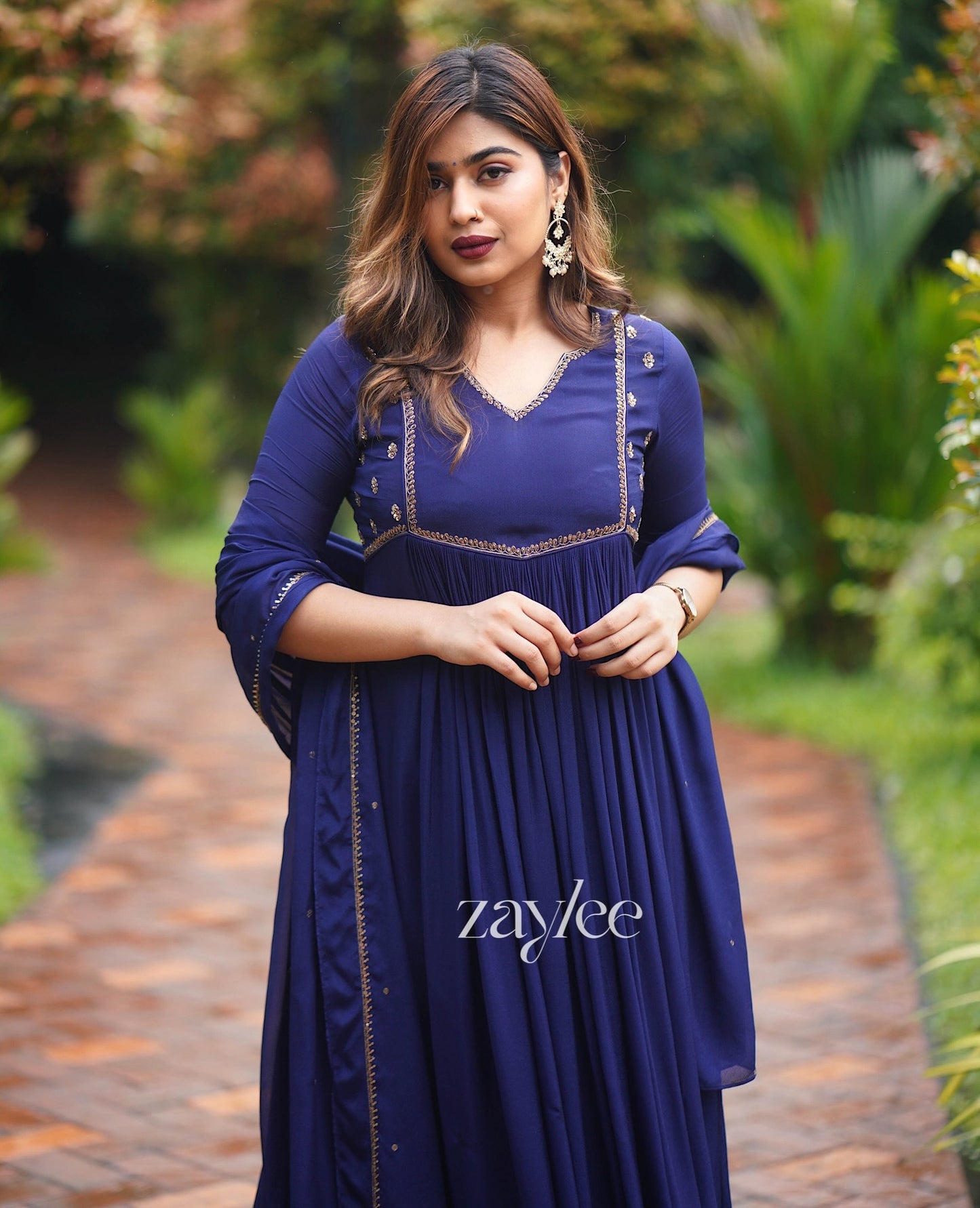 Glistening Blue Zari Work Kurta