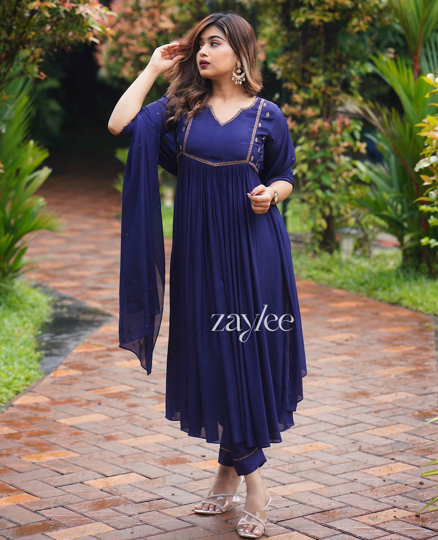 Glistening Blue Zari Work Kurta