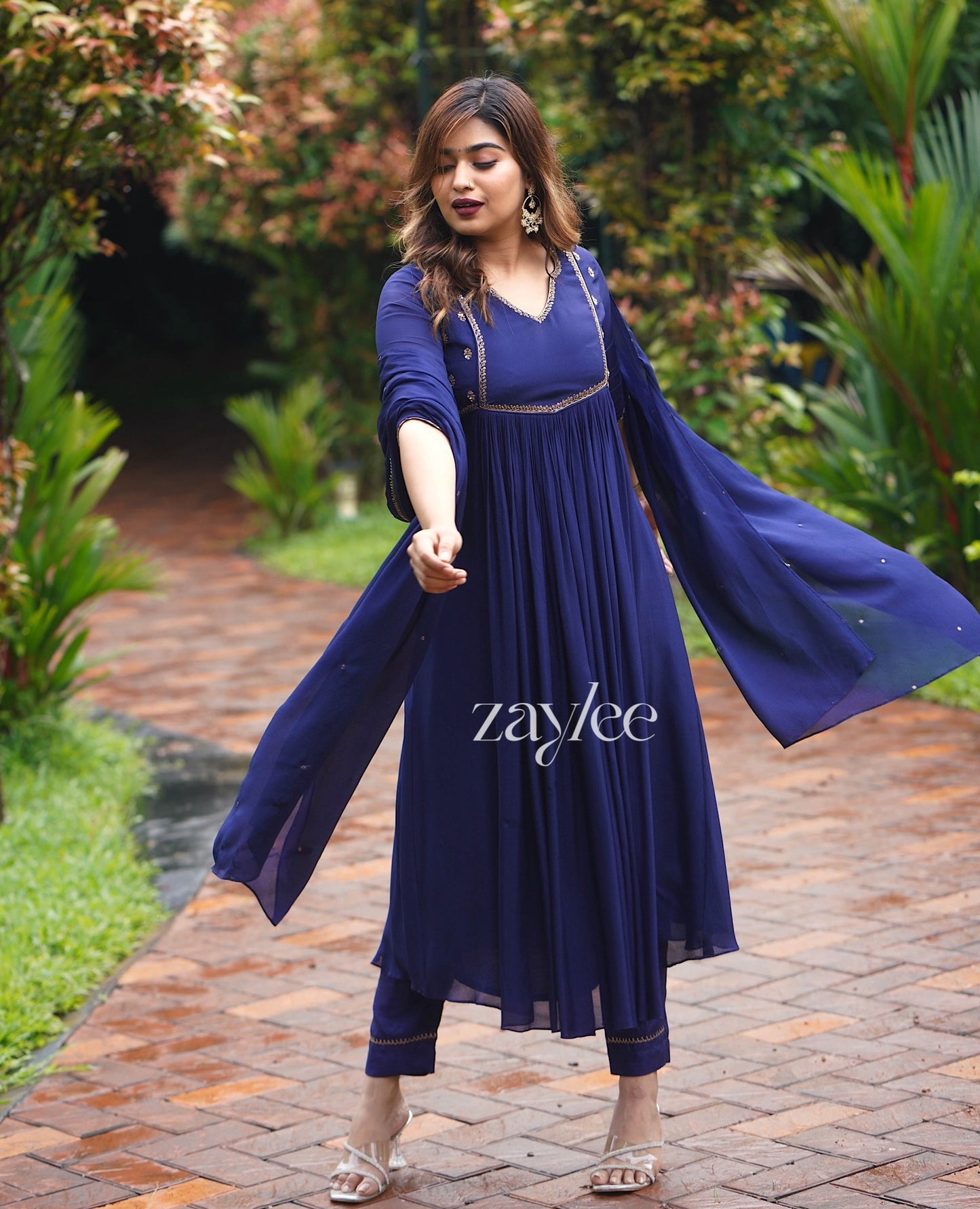 Glistening Blue Zari Work Kurta