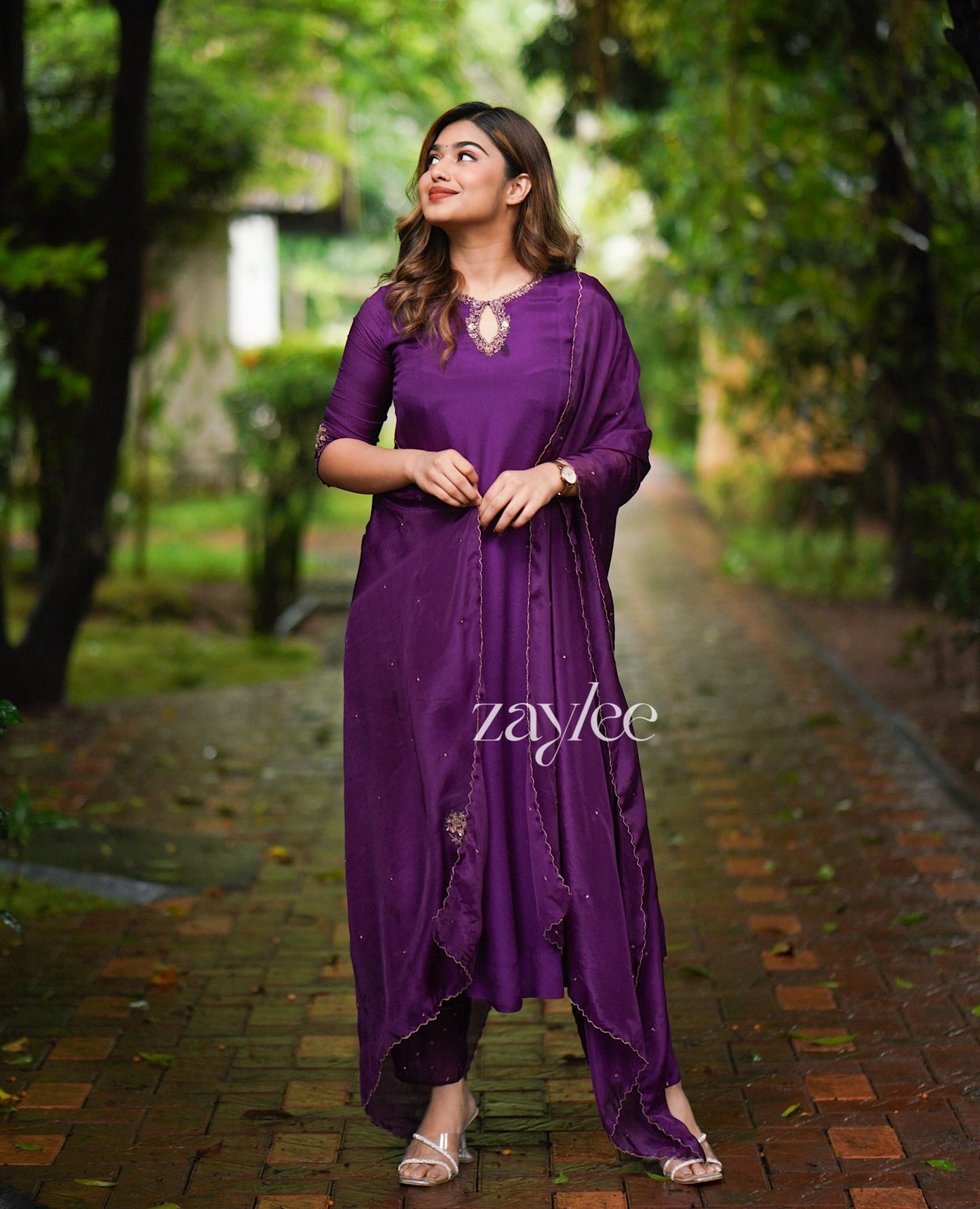 Purple Embellished Kurta