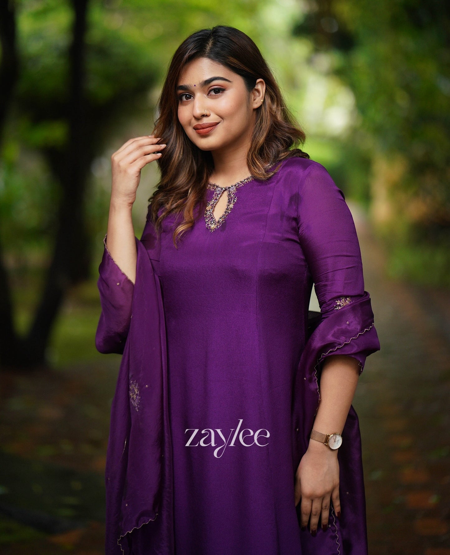 Purple Embellished Kurta