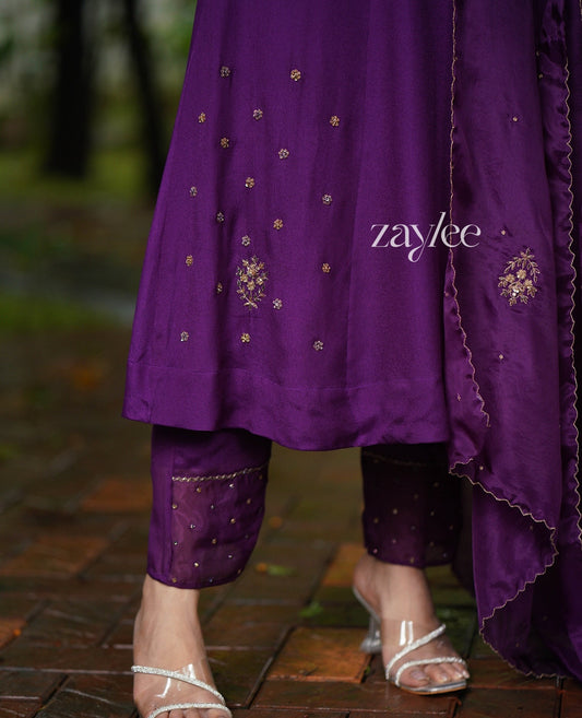 Purple Embellished Kurta