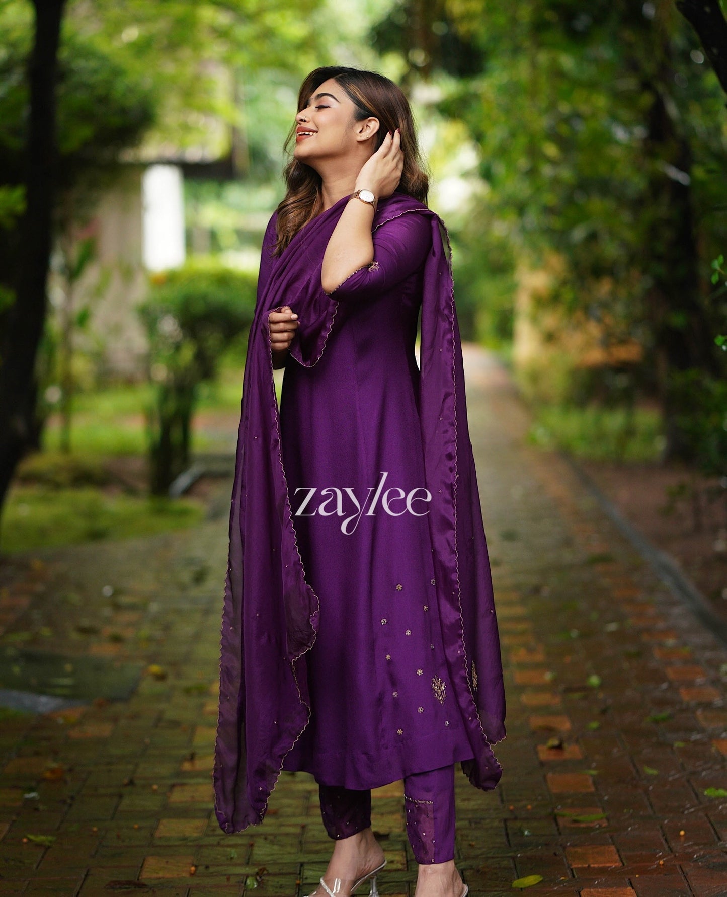 Purple Embellished Kurta