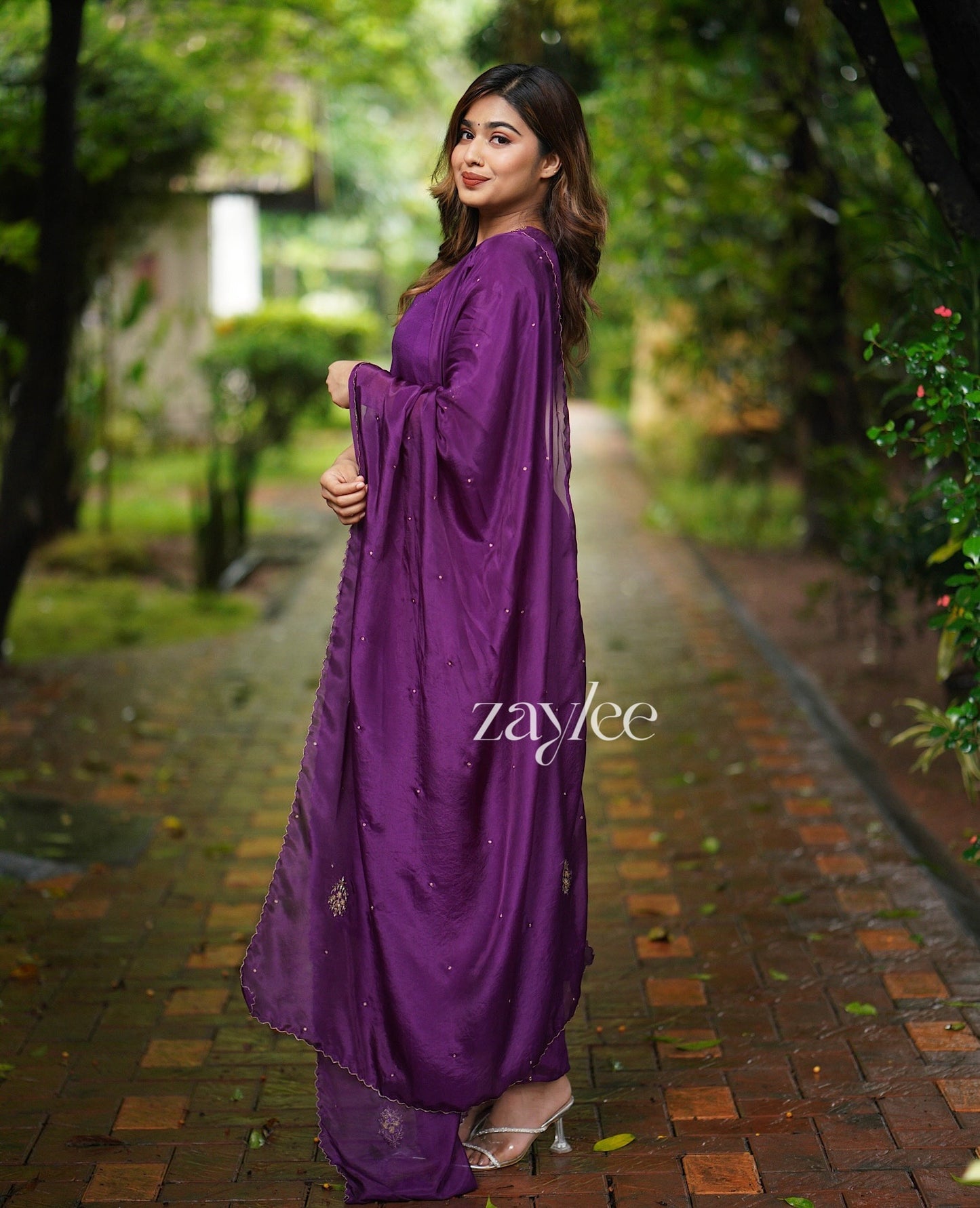 Purple Embellished Kurta