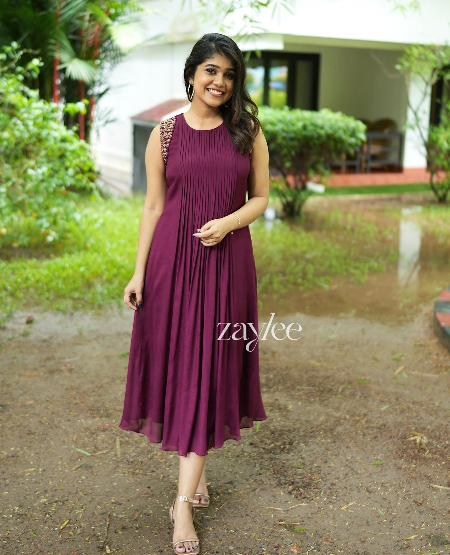 Beet-Red Pleated Kurta
