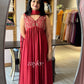 Crimson Red Zari Embellished Gathered kurta