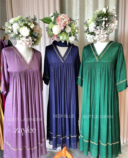 Gathered Kurta with Scalloped Neckline