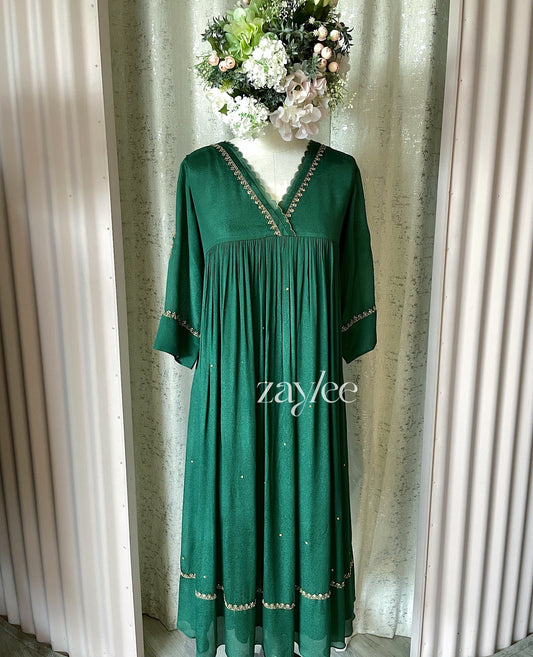 Gathered Kurta with Scalloped Neckline