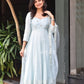 Powder Blue Chikankari Panel Anarkali & Net dupatta
