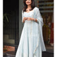 Powder Blue Chikankari Panel Anarkali & Net dupatta