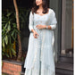 Powder Blue Chikankari Panel Anarkali & Net dupatta