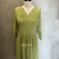 Pista Green V Neck Kurta