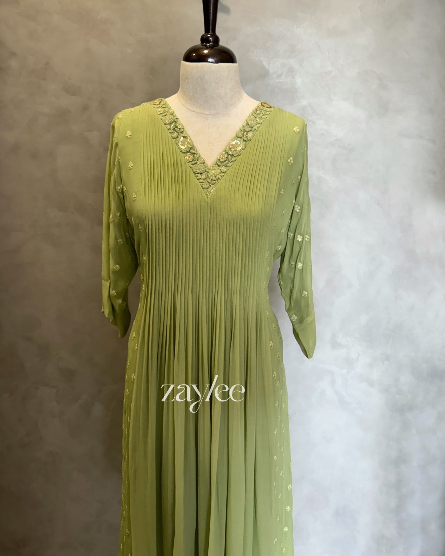 Pista Green V Neck Kurta