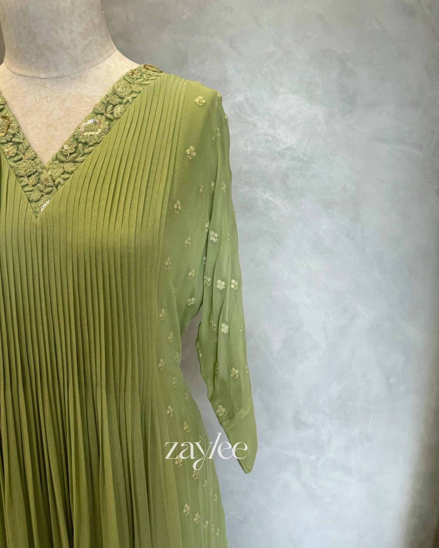 Pista Green V Neck Kurta