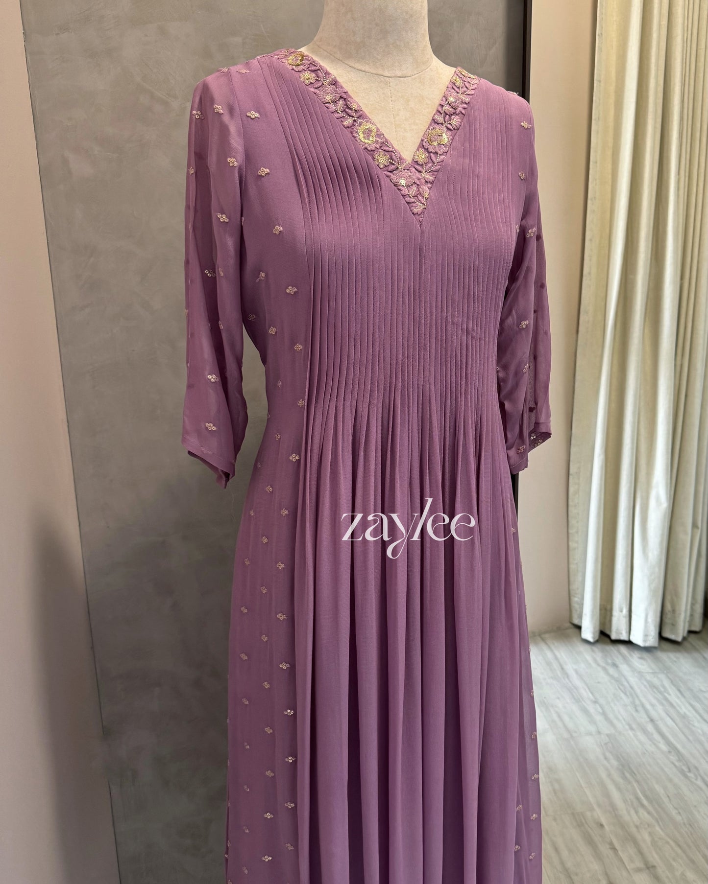 Lavender V Neck Kurta