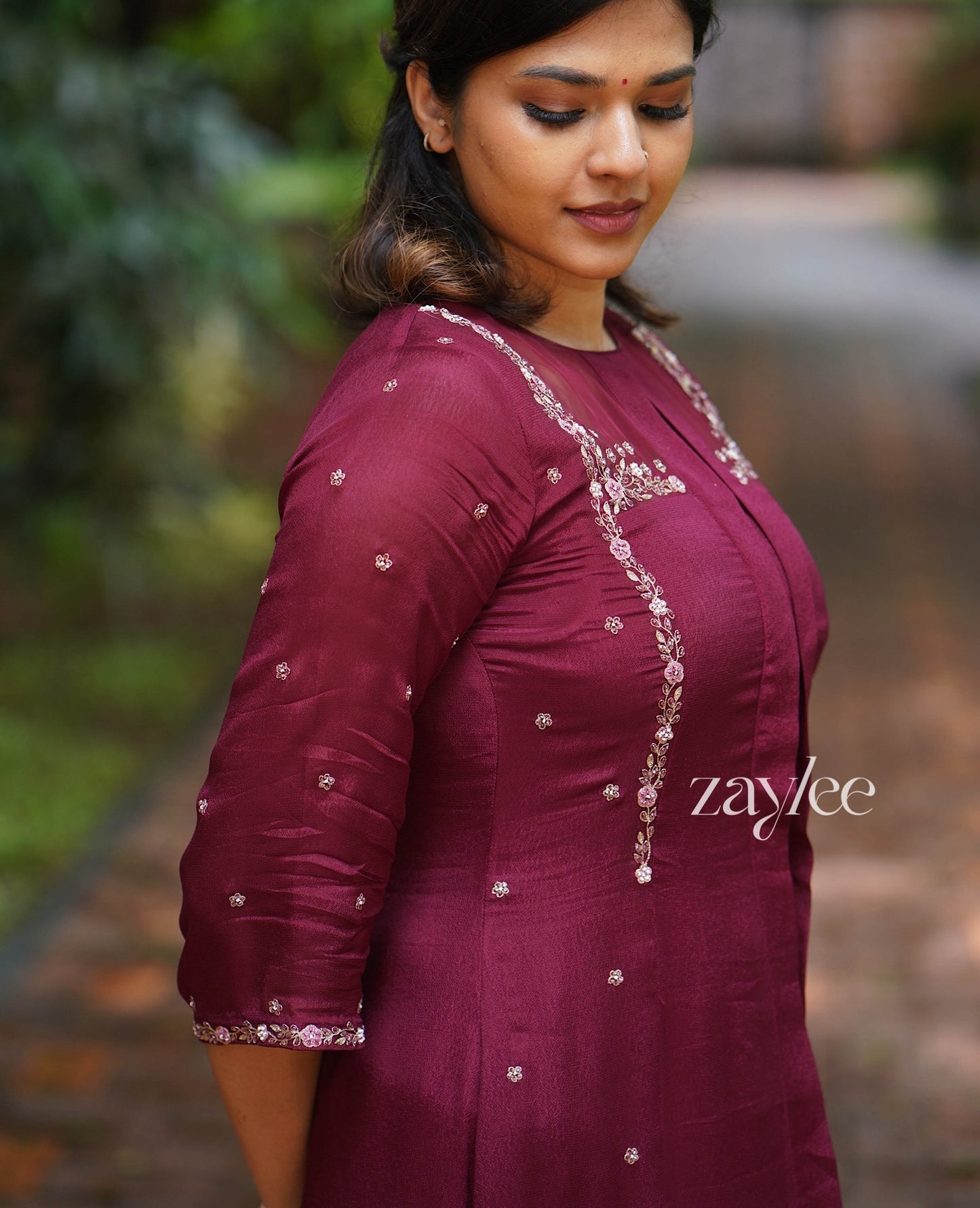 Deep Burgundy Box-Pleat Kurta