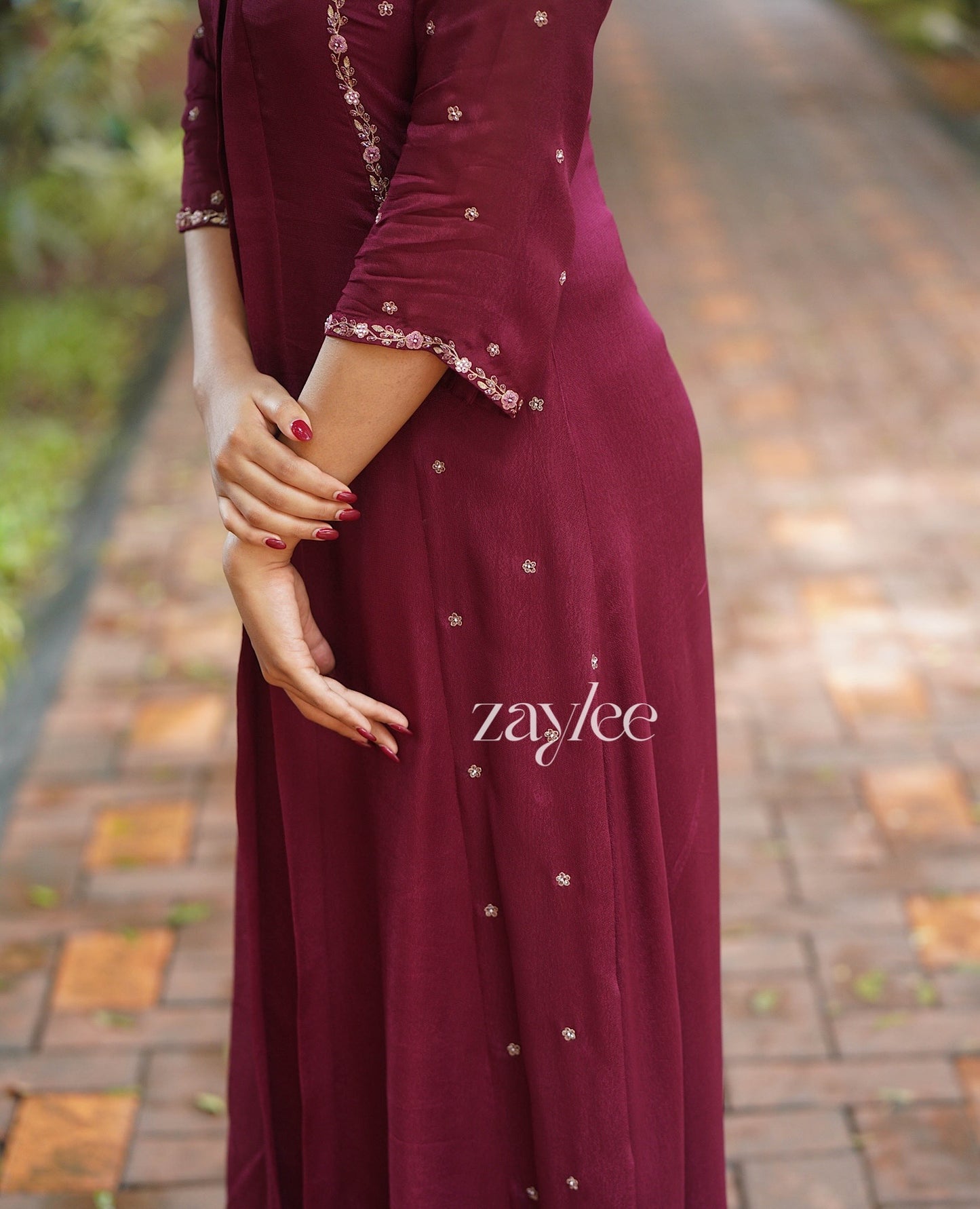 Deep Burgundy Box-Pleat Kurta