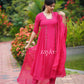 Rani Pink embellished Side Gathered Kurta