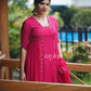 Rani Pink embellished Side Gathered Kurta