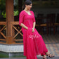 Rani Pink embellished Side Gathered Kurta