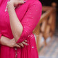 Rani Pink embellished Side Gathered Kurta