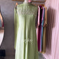 Pista Green Box-pleat embroidered Kurta