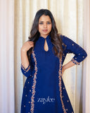 Midnight Blue Anarkali & Pants