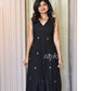 Black Embroidered Box-Pleat Kurta